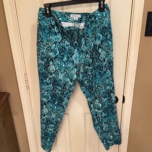 Talbots Teal Snake-Print Pull-On Pants